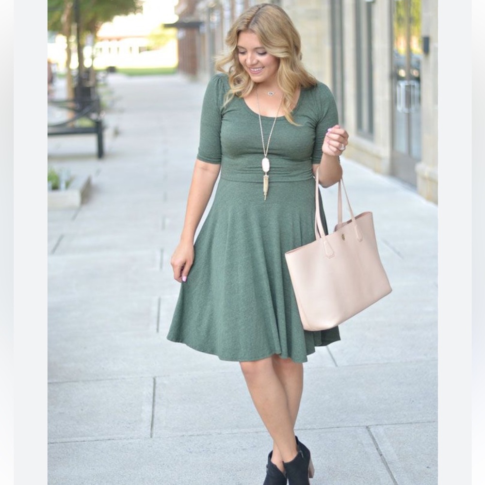 NWT Lularoe olive green velvet Anna dress